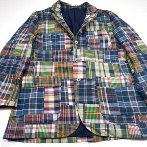 Polo Ralph Lauren 44R India Madras Multi-Color Patchwork Blazer Jacket Altered